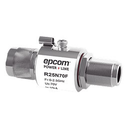 Protector de Línea Coaxial, tipo tubo de gas y paso de C.D., para 0-2.5 GHz, 750W y 0.2 dB de Perdida por Inserción