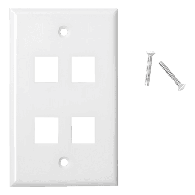 Placa de Pared / 4 Puertos Keystone / Montaje Vertical / 70 x 115 mm / 2.75 x 4.52 ft / Blanco