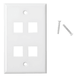 Placa de Pared / 4 Puertos Keystone / Montaje Vertical / 70 x 115 mm / 2.75 x 4.52 ft / Blanco