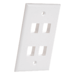 Placa de Pared / 4 Puertos Keystone / Montaje Vertical / 70 x 115 mm / 2.75 x 4.52 ft / Blanco