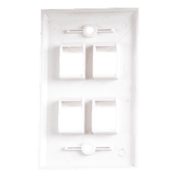 Placa de Pared / 4 Puertos Keystone / Montaje Vertical / 70 x 115 mm / 2.75 x 4.52 ft / Blanco