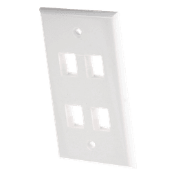 Placa de Pared / 4 Puertos Keystone / Montaje Vertical / 70 x 115 mm / 2.75 x 4.52 ft / Blanco