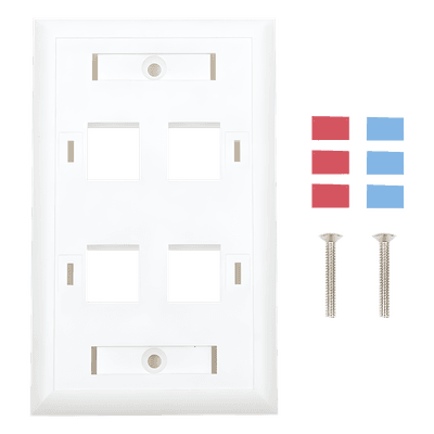 Placa de Pared Keystone / 4 Puertos / Espacio para Etiqueta / UL 94V-0 / 70 x 115mm (2.75' x 4.52')