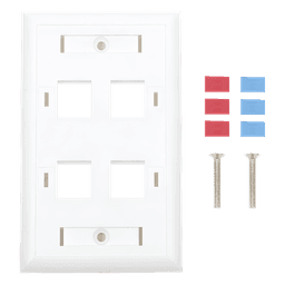 Placa de Pared Keystone / 4 Puertos / Espacio para Etiqueta / UL 94V-0 / 70 x 115mm (2.75' x 4.52')