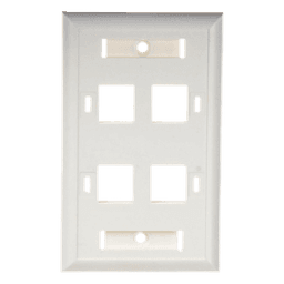 Placa de Pared Keystone / 4 Puertos / Espacio para Etiqueta / UL 94V-0 / 70 x 115mm (2.75' x 4.52')