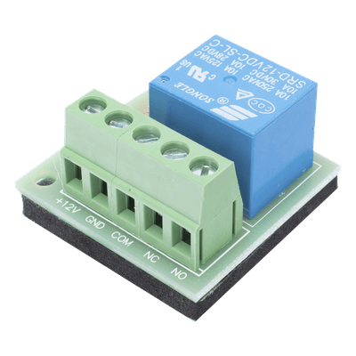 Módulo de Relé para Control de Acceso / Salida NO/NC/COM / 3A a 125 VCA / 12 VCC / -20°C a 70°C / Interbloqueo de Puertas