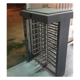 Torniquete de Cuerpo Completo / 4 Ejes de Seguridad / Rotación 90° / Paso 25 Personas/min / Emergencia 40 Personas/min / Interior/Exterior con Techo / 110 VCA / Acero Inoxidable con Pintura Gris