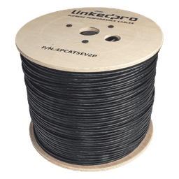 Bobina de Cable Siamés Cat5e CCA + 2 Cables Gruesos (16 AWG) / 305 m (1000 ft) / Exterior / Industrial para Climas Extremos