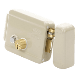 Cerradura Eléctrica / Doble Cerrojo / 12 VCC/VCA / 4 A Máx. / Botón Integrado / Exterior / Derecha