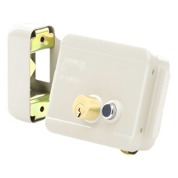 Cerradura Eléctrica / Doble Cerrojo / 12 VCC/VCA / Consumo 2 A/4 A / Botón Integrado / Izquierda / Exterior