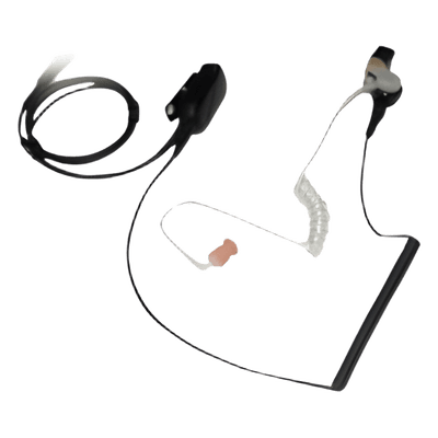 Micrófono de Solapa con Audífono / Tubo Acústico Transparente / PTT Integrado / Cable Poliuretano Trenzado / Compatible Motorola MOTOTRBO