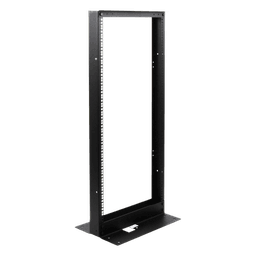 Rack de 2 Postes / 24 UR / 19" EIA-310D / Carga 460 kg / Base L para Piso / Acero Cal. 11 y 14