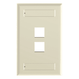 Placa de Pared Vertical / 2 Puertos Keystone / Diseño Plano / 69.8 x 114.3 mm / 2.75 x 4.5 pulg. / Color Marfil