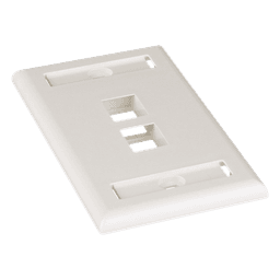 Placa de Pared Vertical / 2 Puertos Keystone / Espacios para Etiquetas / Blanco Mate / 2.75 x 4.5 pulg.
