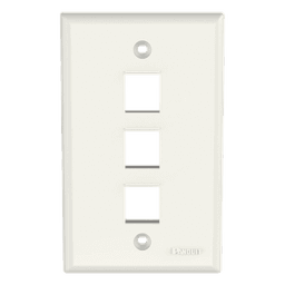 Placa de Pared Vertical / 3 Puertos Keystone / ABS / Blanco Mate / 2.75 x 4.5 pulg.