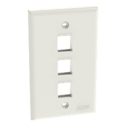 Placa de Pared Vertical / 3 Puertos Keystone / ABS / Blanco Mate / 2.75 x 4.5 pulg.