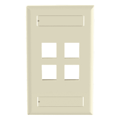 Placa de Pared Vertical / 4 Puertos Keystone / ABS / 69.8 x 114.3 mm / 2.75 x 4.5 pulg. / Marfil