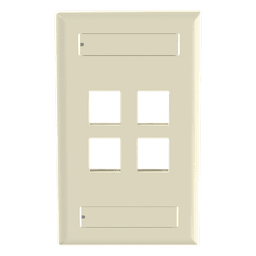 Placa de Pared Vertical / 4 Puertos Keystone / ABS / 69.8 x 114.3 mm / 2.75 x 4.5 pulg. / Marfil