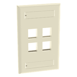 Placa de Pared Vertical / 4 Puertos Keystone / ABS / 69.8 x 114.3 mm / 2.75 x 4.5 pulg. / Marfil