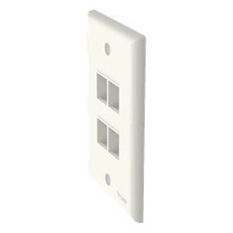 Placa de Pared Vertical / 4 Puertos Keystone / ABS / Blanco Mate / 69.8 x 114.3 mm / 2.75 x 4.5 pulg. / RoHS