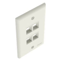 Placa de Pared Vertical / 4 Puertos Keystone / ABS / Blanco Mate / 69.8 x 114.3 mm / 2.75 x 4.5 pulg. / RoHS