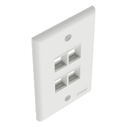 Placa de Pared Vertical / 4 Puertos Keystone / Montaje Vertical / 69.8 x 114.3 mm / 2.75 x 4.5 pulg. / ABS / Blanco