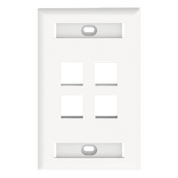 Placa de Pared Vertical / 4 Puertos Keystone / 69.8 x 114.3 mm / 2.75 x 4.5 pulg. / Con Etiquetas / Blanco