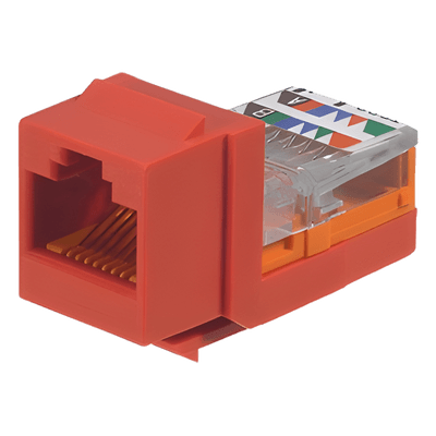 Módulo Jack Keystone / Cat 5e / UTP / 22-24 AWG / RJ45 / Leadframe / PoE / Rojo