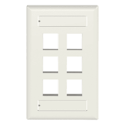 Placa de Pared Vertical / 6 Puertos Keystone / Blanco Mate / 2.75 x 4.5 pulg.
