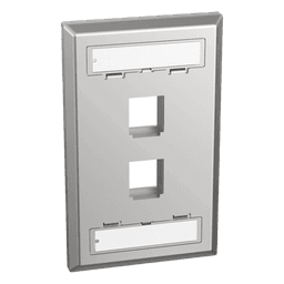 Placa de Pared Vertical / 2 Puertos Keystone / Acero Inoxidable / Estilo Plano / Con Etiquetas