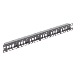 Panel de Parcheo Modular / 24 Puertos / 1UR / 19" / Acero Inoxidable / Numerado / Sin Conectores