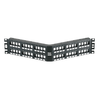 Panel de Parcheo Modular Keystone / 48 Puertos / Angulado / 2UR / Acero Inoxidable / 19.00' (482.6 mm) Ancho