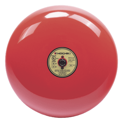 Campana de alarma de incendio / 10 pulgadas (25.4 cm) / 24 VCD / 96 dB / Listado UL / Uso exterior con caja HC-BB-1