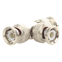 Adaptador Coaxial Tipo T / Triple BNC Macho / 75 Ohm / RG-59 y RG-6 / Níquel y Oro / 39.9 mm de Longitud