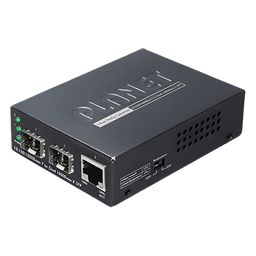 Convertidor de Medios / Puerto 10/100/1000Base-T / Doble Ranura SFP / Hasta 120 km / 2.8 W