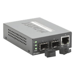 Convertidor de Medios / Puerto 10/100/1000Base-T / Doble Ranura SFP / Hasta 120 km / 2.8 W