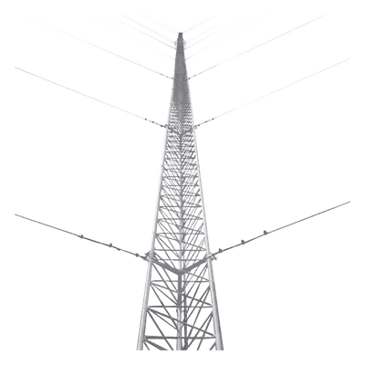 Torre Arriostrada de Piso / 6 m (19.7 ft) de Altura / 2 Tramos / Carga Axial 500 kg / Resistencia Viento 200 km/h / Galvanizado Electrolítico ASTM B-633
