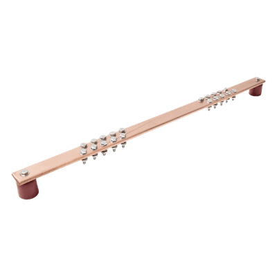 Barra de Unión de Tierra / Montaje Rack 19" / 550 A / 20 Conexiones 3/16" / Tornillería Incluida