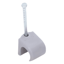 Grapa para cable redondo / 10mm / Calibre 8 / Polipropileno gris / 100 piezas / -10°C a +120°C / Clavo 2mm x 30mm