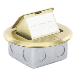 Mini Caja de Piso Redonda / Bronce / 3 Puertos / 0.829 kg / Voz y Datos / Keystone