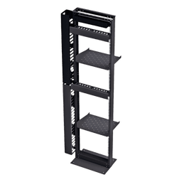 Kit organizador de redes / Rack 19' tipo L 45U / 2 organizadores verticales 45U total / 2 organizadores horizontales 2U / Regleta 8 salidas / Charolas y accesorios