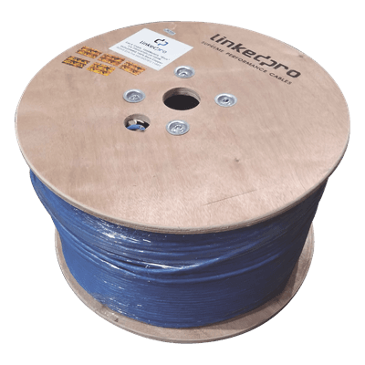 Bobina de Cable Cat6+ / 1000m (3280.84 ft) / Calibre 23 AWG / 250 MHz / Sin Blindaje / PVC CM / Azul
