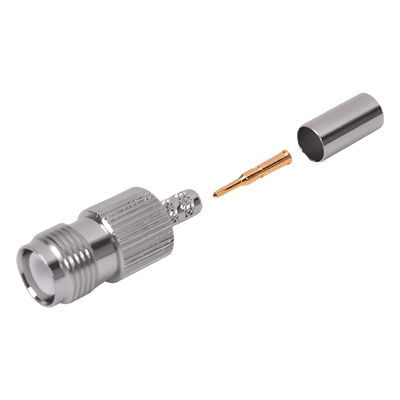 Conector Coaxial TNC / Hembra Inverso / Anillo Plegable / Para Cable RG-142/U / Contacto Oro 50 μm / Aislante Teflón