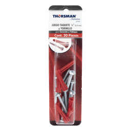 Kit de Fijación / Taquetes de Doble Expansión 1/4" / Tornillos 10 x 1 1/2" (38 mm) / Carga 60 kg / 20 Piezas
