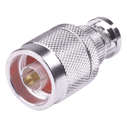 Adaptador Coaxial en Línea / N Macho a BNC Macho / Impedancia 50 Ω / Cuerpo Bronce Plateado / Contacto Oro / Aislante Teflón