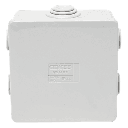 Caja Estanca de Derivación / 6 Entradas Ø23 mm / IP44 / IK07 / 80×80×40 mm / Tapa a Presión / Libre de Halógenos