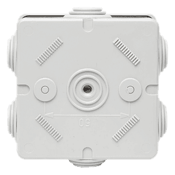 Caja Estanca de Derivación / 6 Entradas Ø23 mm / IP44 / IK07 / 80×80×40 mm / Tapa a Presión / Libre de Halógenos
