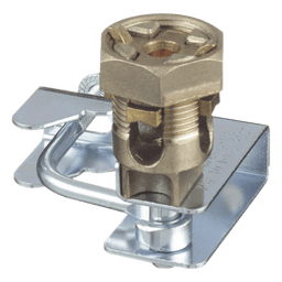 Abrazadera de Tierra para Piso Falso / 2 Conductores 6-1/0 AWG (16-50 mm²) / Pedestal Cuadrado 22 mm (7/8') / Pedestal Redondo 25-29 mm (1' a 1 1/8') / Bronce / TIA-607-A
