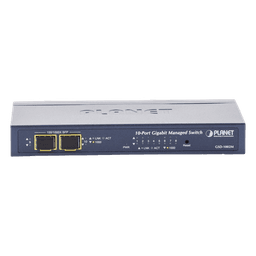 Switch Administrable / 8 Puertos Gigabit / 2 Puertos SFP / 20 Gbps Switching / Alimentación Dual PoE + DC / IPv6/IPv4 / CloudNMS