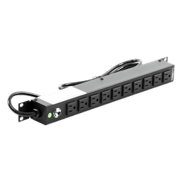 PDU Horizontal / 10 Contactos NEMA 5-15R / 15A / Rack 19" 1U / Cable 2.5 m (8.2 ft) / Reestablecedor 15A